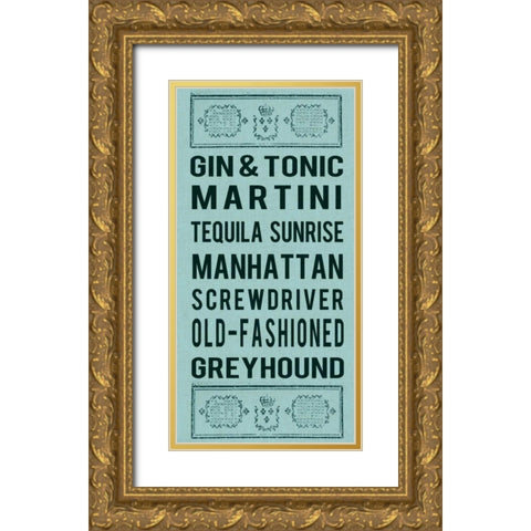 Cocktails Gold Ornate Wood Framed Art Print with Double Matting by Lloyd, Sandy