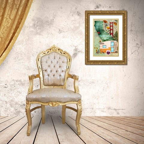 CA Girl Gold Ornate Wood Framed Art Print with Double Matting by Lloyd, Sandy