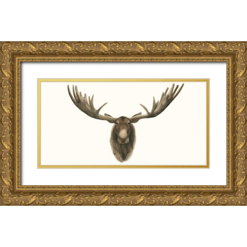 Moose Bust Gold Ornate Wood Framed Art Print with Double Matting by Popp, Grace