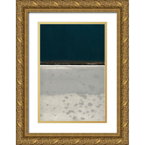 Horizon Indigo Gold Ornate Wood Framed Art Print with Double Matting by Delamater, Rob