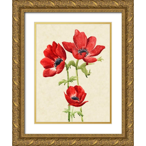 Heirloom Anemones I Gold Ornate Wood Framed Art Print with Double Matting by Popp, Grace