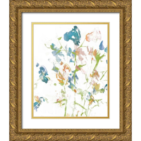 Subtle Flowers I Gold Ornate Wood Framed Art Print with Double Matting by Goldberger, Jennifer