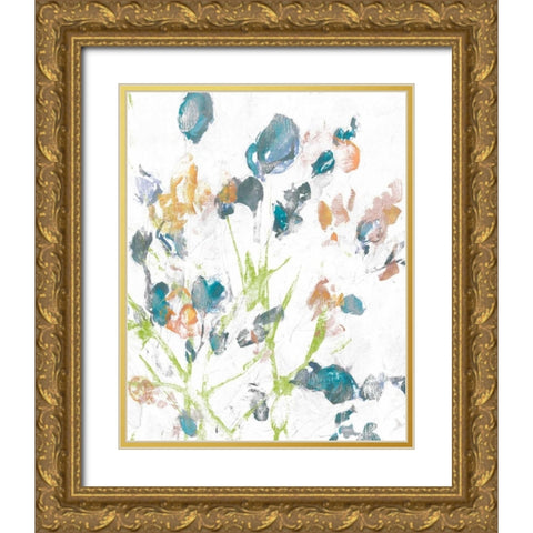 Subtle Flowers II Gold Ornate Wood Framed Art Print with Double Matting by Goldberger, Jennifer