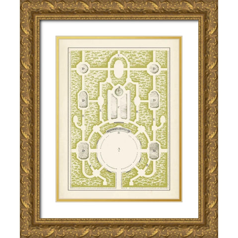 Green Garden Maze I Gold Ornate Wood Framed Art Print with Double Matting by Blondel, J.F.