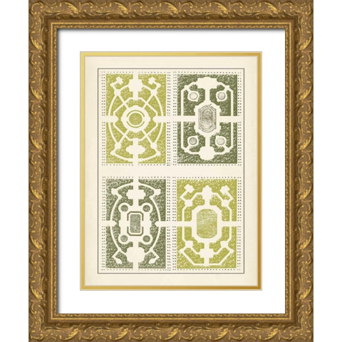 Green Garden Maze II Gold Ornate Wood Framed Art Print with Double Matting by Blondel, J.F.