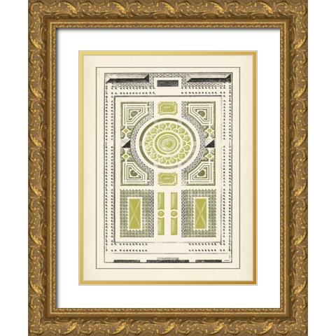 Green Garden Maze V Gold Ornate Wood Framed Art Print with Double Matting by Blondel, J.F.