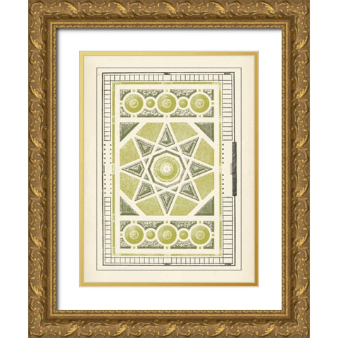 Green Garden Maze VI Gold Ornate Wood Framed Art Print with Double Matting by Blondel, J.F.