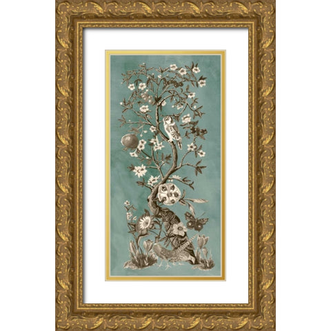 Chinoiserie Patina I Gold Ornate Wood Framed Art Print with Double Matting by McCavitt, Naomi