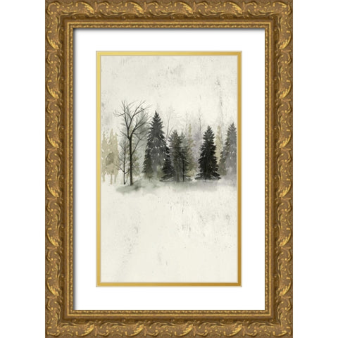 Textured Treeline II Gold Ornate Wood Framed Art Print with Double Matting by Popp, Grace