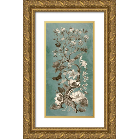 Chinoiserie Patina II Gold Ornate Wood Framed Art Print with Double Matting by McCavitt, Naomi