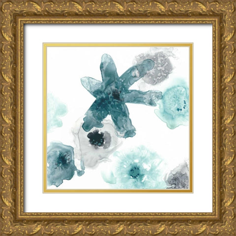 Floating Indigo II Gold Ornate Wood Framed Art Print with Double Matting by Vess, June Erica
