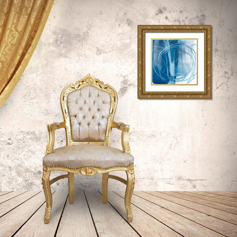 Indigo Expression III Gold Ornate Wood Framed Art Print with Double Matting by Harper, Ethan