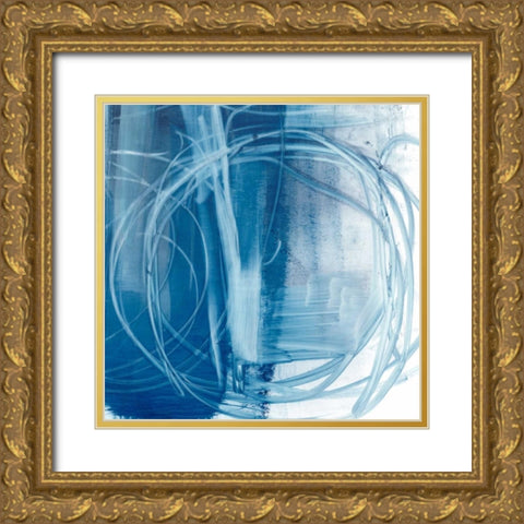 Indigo Expression III Gold Ornate Wood Framed Art Print with Double Matting by Harper, Ethan