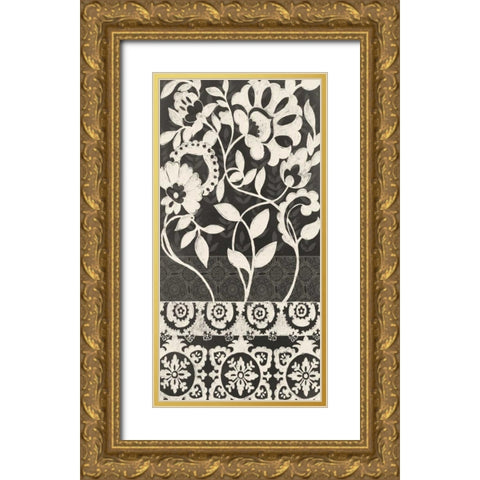 Midnight Batik I Gold Ornate Wood Framed Art Print with Double Matting by Zarris, Chariklia