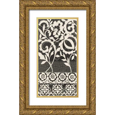 Midnight Batik II Gold Ornate Wood Framed Art Print with Double Matting by Zarris, Chariklia