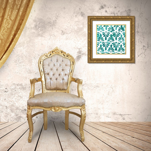 Aquamarine Motif I Gold Ornate Wood Framed Art Print with Double Matting by Popp, Grace