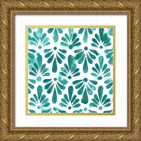 Aquamarine Motif I Gold Ornate Wood Framed Art Print with Double Matting by Popp, Grace