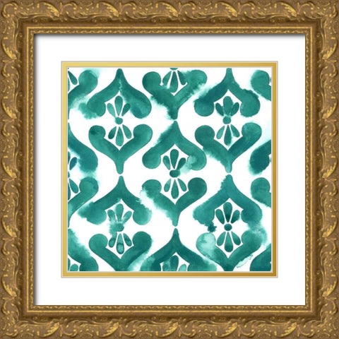Aquamarine Motif II Gold Ornate Wood Framed Art Print with Double Matting by Popp, Grace
