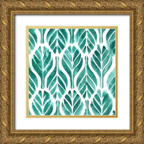 Aquamarine Motif III Gold Ornate Wood Framed Art Print with Double Matting by Popp, Grace