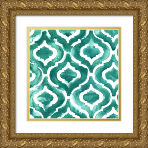 Aquamarine Motif IV Gold Ornate Wood Framed Art Print with Double Matting by Popp, Grace