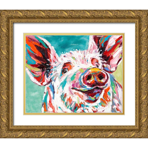 Piggy I Gold Ornate Wood Framed Art Print with Double Matting by Vitaletti, Carolee