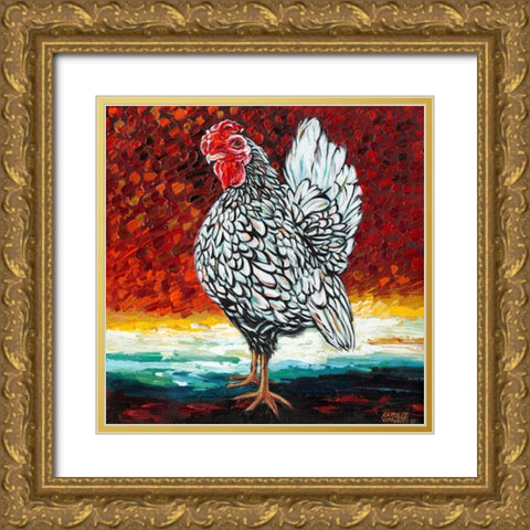 Fancy Chicken II Gold Ornate Wood Framed Art Print with Double Matting by Vitaletti, Carolee