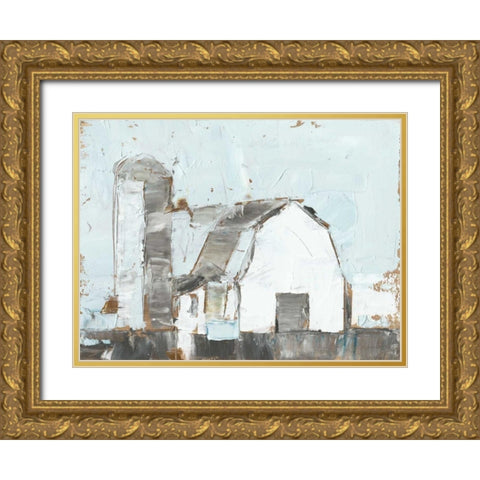 Barn and Silo II Gold Ornate Wood Framed Art Print with Double Matting by Harper, Ethan