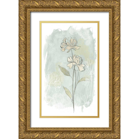 Stone Flower Study II Gold Ornate Wood Framed Art Print with Double Matting by Vess, June Erica