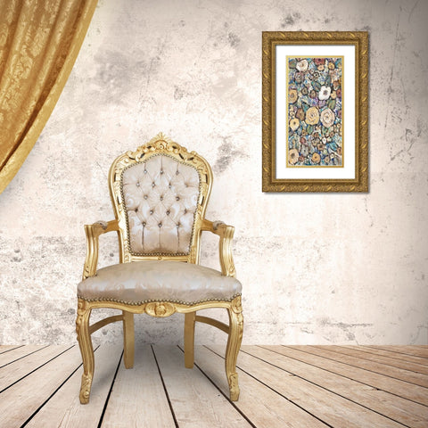 Decorative Flowers II Gold Ornate Wood Framed Art Print with Double Matting by OToole, Tim