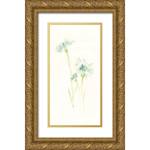 Cornflower Study III Gold Ornate Wood Framed Art Print with Double Matting by Vess, June Erica