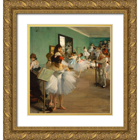 The Dance Class Gold Ornate Wood Framed Art Print with Double Matting by Degas, Edgar