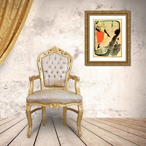 Jane Avril Gold Ornate Wood Framed Art Print with Double Matting by de Toulouse-Lautrec, Henri