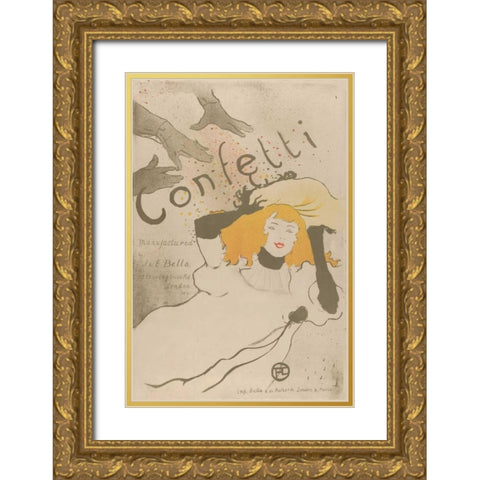 Confetti Gold Ornate Wood Framed Art Print with Double Matting by de Toulouse-Lautrec, Henri