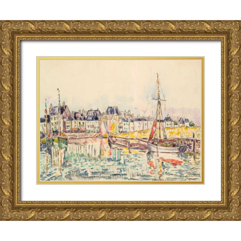 Le Croisic II Gold Ornate Wood Framed Art Print with Double Matting by Signac, Paul