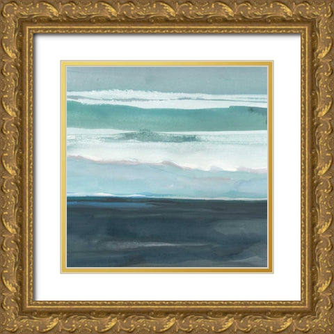 Teal Sea I Gold Ornate Wood Framed Art Print with Double Matting by Delamater, Rob