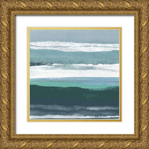Teal Sea II Gold Ornate Wood Framed Art Print with Double Matting by Delamater, Rob