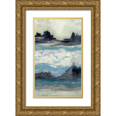 Peaceful Mountain II Gold Ornate Wood Framed Art Print with Double Matting by Goldberger, Jennifer