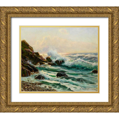 Main Seascape I Gold Ornate Wood Framed Art Print with Double Matting by Westchiloff, Constantin Alexandrovitch