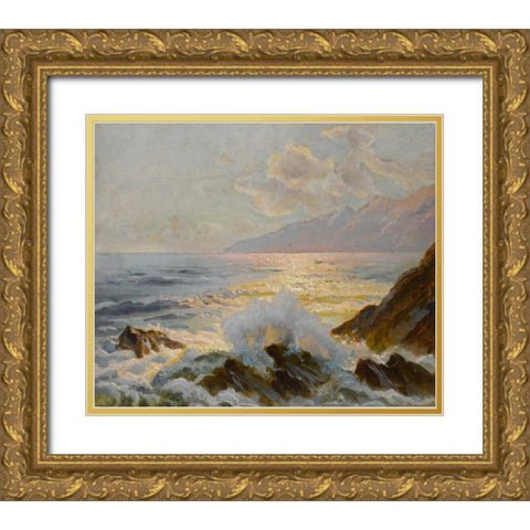 Main Seascape II Gold Ornate Wood Framed Art Print with Double Matting by Westchiloff, Constantin Alexandrovitch