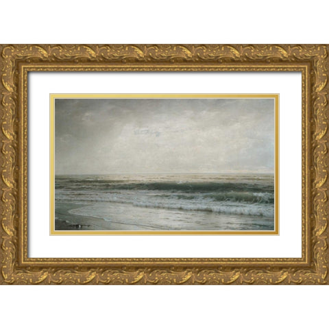 New Jersey Beach Gold Ornate Wood Framed Art Print with Double Matting by Richards, William Trost