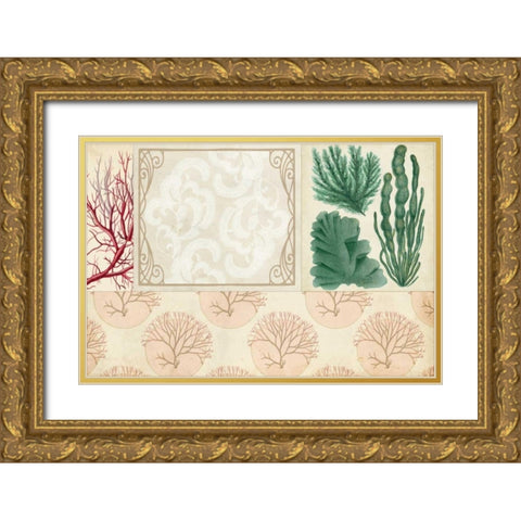 Coastal Patternbook II Gold Ornate Wood Framed Art Print with Double Matting by Vision Studio