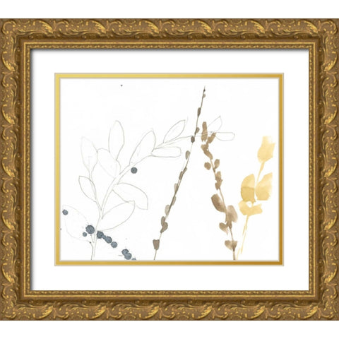 Branch Contours II Gold Ornate Wood Framed Art Print with Double Matting by Goldberger, Jennifer