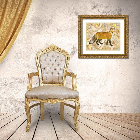 Red Fox Collage I Gold Ornate Wood Framed Art Print with Double Matting by Galapon, Nikki