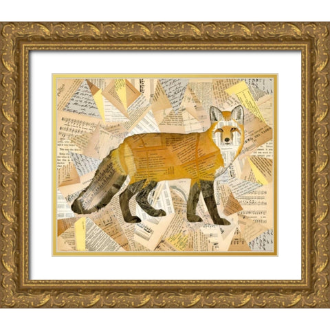 Red Fox Collage I Gold Ornate Wood Framed Art Print with Double Matting by Galapon, Nikki