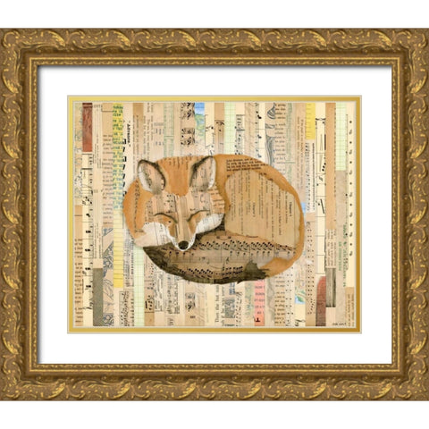 Red Fox Collage III Gold Ornate Wood Framed Art Print with Double Matting by Galapon, Nikki