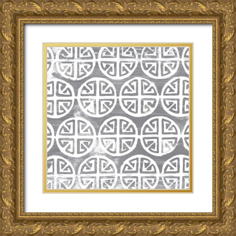 Monoprint Tile II Gold Ornate Wood Framed Art Print with Double Matting by Vess, June Erica