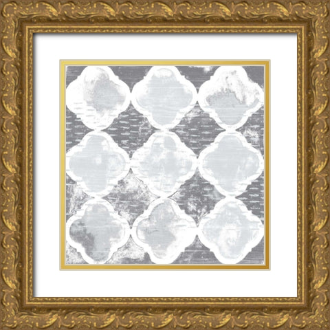 Monoprint Tile IV Gold Ornate Wood Framed Art Print with Double Matting by Vess, June Erica