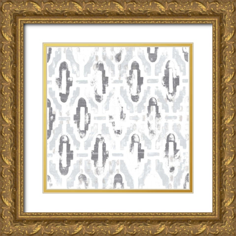 Monoprint Tile V Gold Ornate Wood Framed Art Print with Double Matting by Vess, June Erica