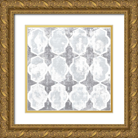 Monoprint Tile VI Gold Ornate Wood Framed Art Print with Double Matting by Vess, June Erica
