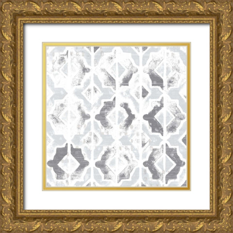 Monoprint Tile VII Gold Ornate Wood Framed Art Print with Double Matting by Vess, June Erica